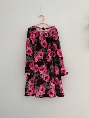 Girls Gymboree Floral Long-Sleeve velvet Dress - Pink Rose Burgundy | size 6